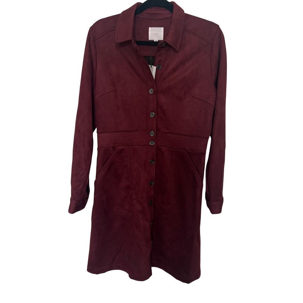 A Loves‎ A Womens Faux Suede Fift & Flare Dress Burgundy Size XL NWT